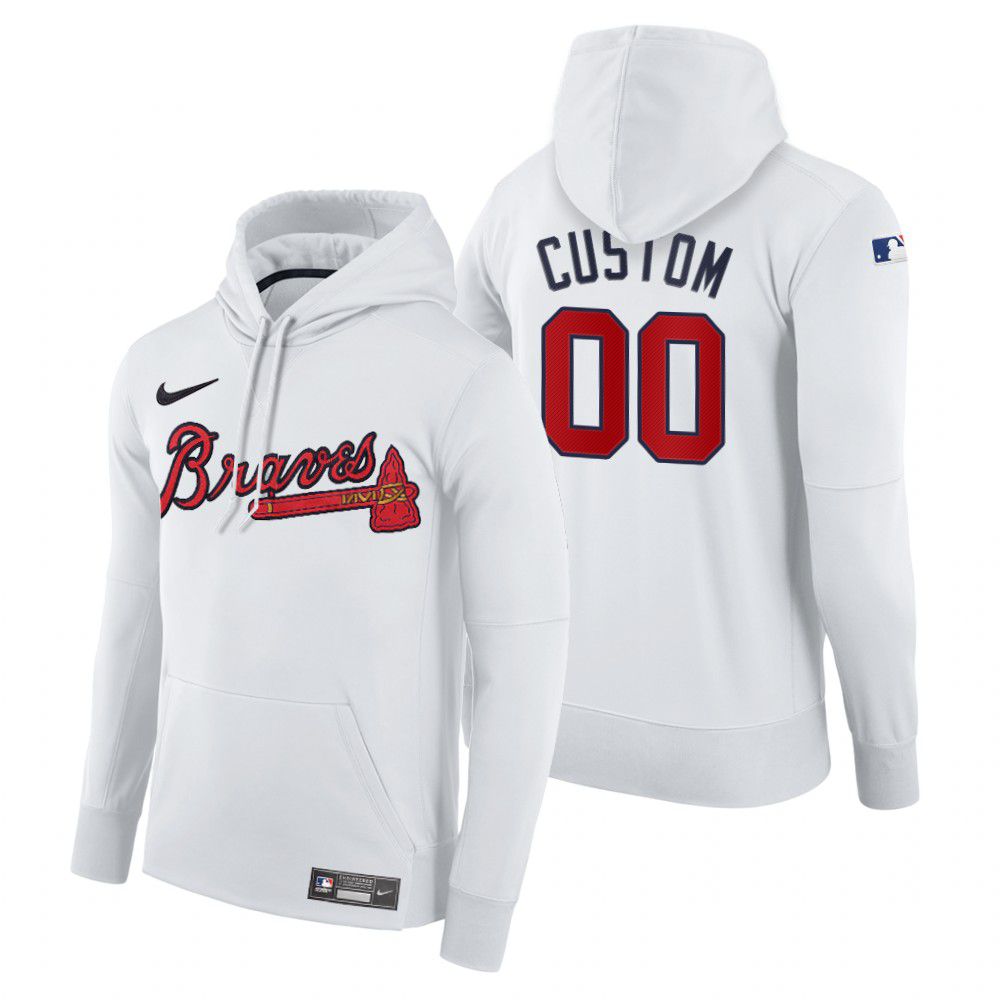 Men Atlanta Braves #00 Custom white home hoodie 2021 MLB Nike Jerseys